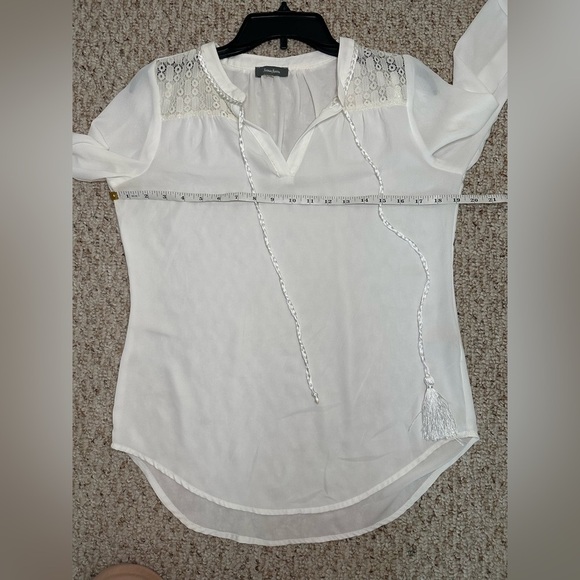 Neiman Marcus White Lace Detail Blouse size XS - Picture 6 of 8